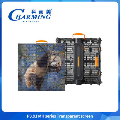 صفحه نمایش شفاف فیلم شیشه ای دیوار برای تبلیغات ویدیو صفحه پنجره انعطاف پذیر بالا دیجیتال 3D P3.91 LED داخلی