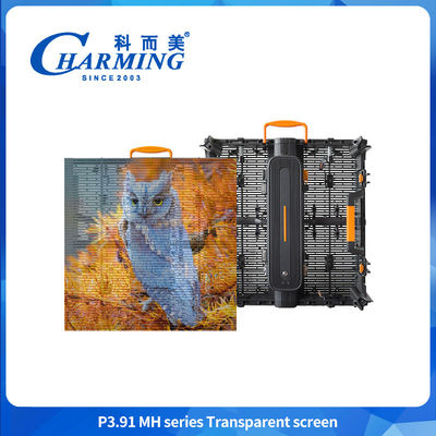 صفحه نمایش شفاف فیلم شیشه ای دیوار برای تبلیغات ویدیو صفحه پنجره انعطاف پذیر بالا دیجیتال 3D P3.91 LED داخلی