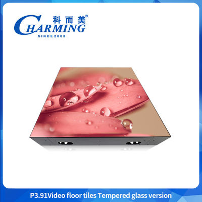 کف رقص عروسی 4K SMD1921 P3.91 LED 3D اثر تعاملی Gob Craft روشن RGB مواد شیشه ای کامل رنگی LED Video Floor Tile