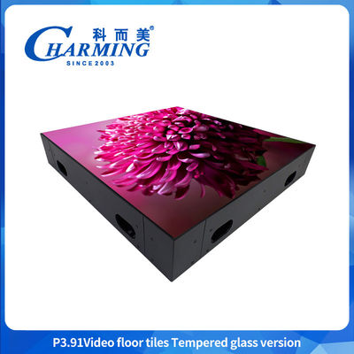 کف رقص عروسی 4K SMD1921 P3.91 LED 3D اثر تعاملی Gob Craft روشن RGB مواد شیشه ای کامل رنگی LED Video Floor Tile