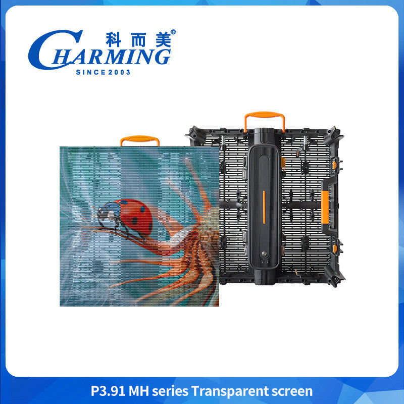 صفحه نمایش شفاف فیلم شیشه ای دیوار برای تبلیغات ویدیو صفحه پنجره انعطاف پذیر بالا دیجیتال 3D P3.91 LED داخلی