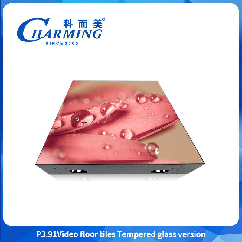 کف رقص عروسی 4K SMD1921 P3.91 LED 3D اثر تعاملی Gob Craft روشن RGB مواد شیشه ای کامل رنگی LED Video Floor Tile