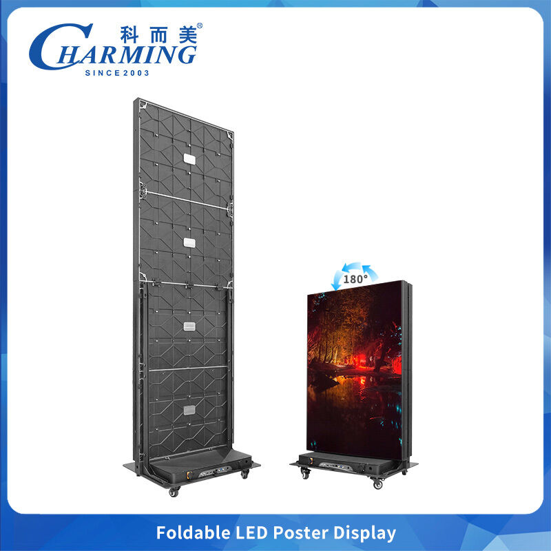 نمایشگر دیواری ویدئویی LED دو طرفه تاشو با پیکسل پیچ P1.86 P2.5 و اندازه کابینت 657x2075 میلی‌متر با قفل لبه سریع