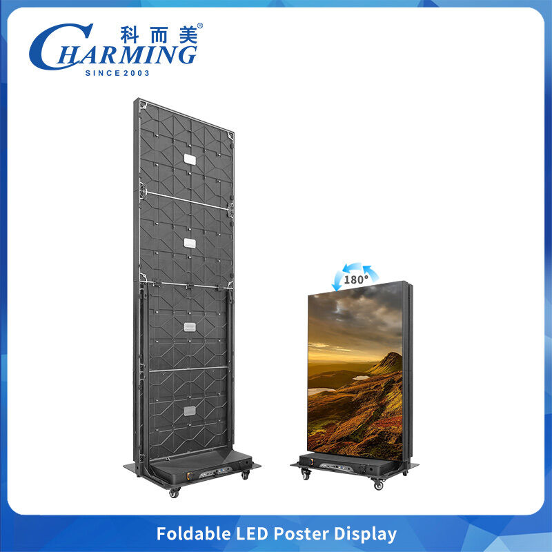 Gob Foldable Led Poster Screen استفاده برای خرید مرکز خرید فروشگاه فرودگاه با چرخ صدا حاوی قابل حمل