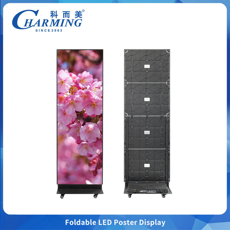 صفحه نمایش پوستر LED تاشو در داخل خانه P1.86 P2 P2.5 600cd/m2 7680Hz کابینت آلومینیومی تعمیرات جلویی