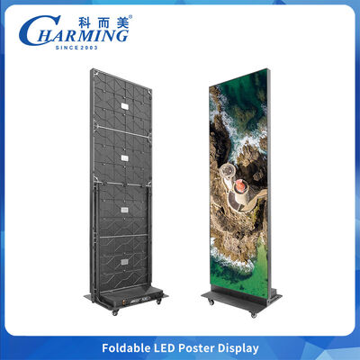 P1.86 P2 P2.5 پوستر ایستاده قابل تاشو صفحه نمایش LED با چرخ ویدیو صفحه نمایش LED تبلیغاتی صفحه نمایش LED